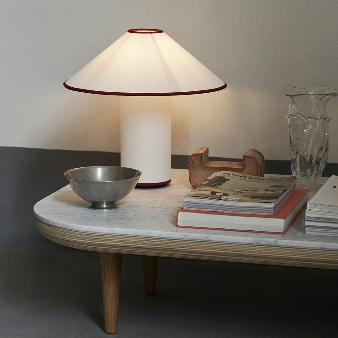 Table lamp with fabric shade – Lunara-Red+White-The Livary