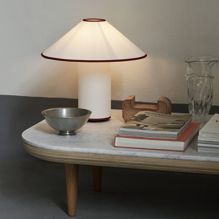 Table lamp with fabric shade – Lunara-Red+White-The Livary