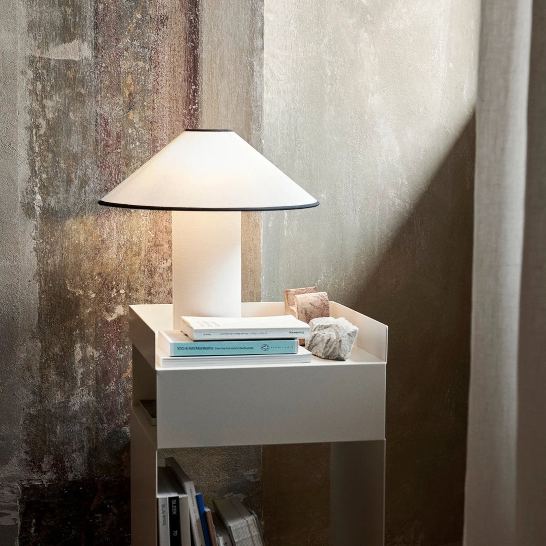 Table lamp with fabric shade – Lunara-Red+White-The Livary