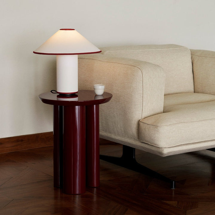 Table lamp with fabric shade – Lunara-Red+White-The Livary