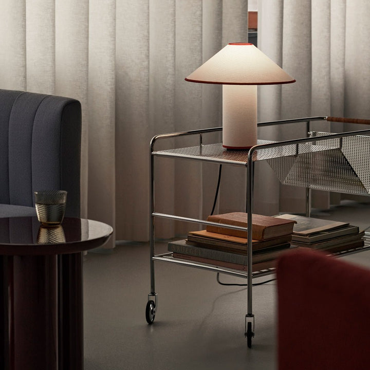 Table lamp with fabric shade – Lunara-Red+White-The Livary