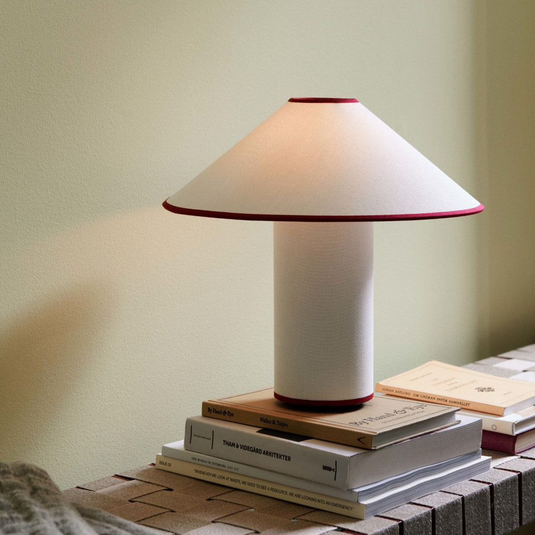 Table lamp with fabric shade – Lunara-Red+White-The Livary