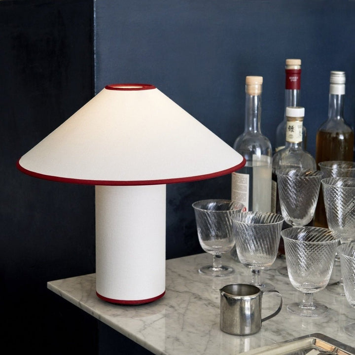Table lamp with fabric shade – Lunara-Red+White-The Livary