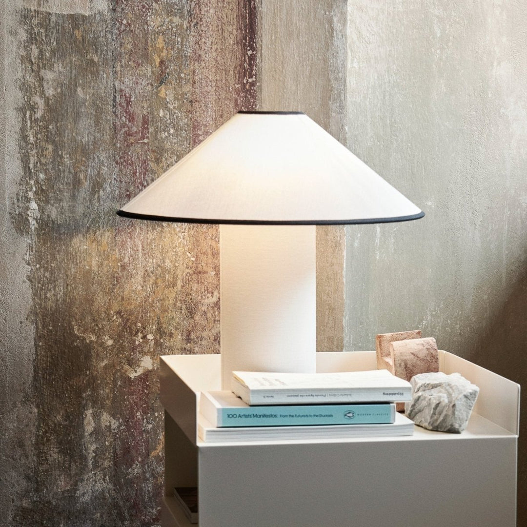 Table lamp with fabric shade – Lunara-Red+White-The Livary