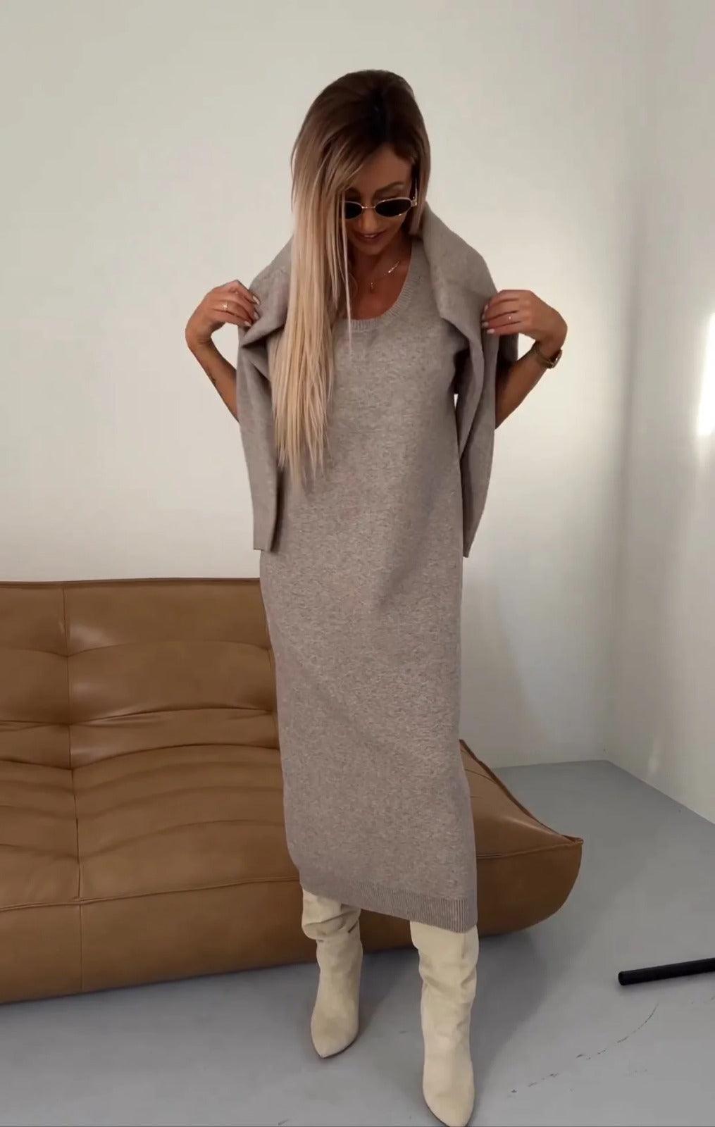 Dress & Sweater Set – Noémie-Beige-XS-The Livary