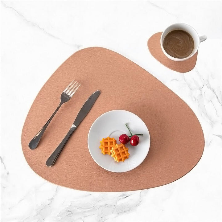 Waterproof Leather Placemat Set - Tablevo-Pink-The Livary