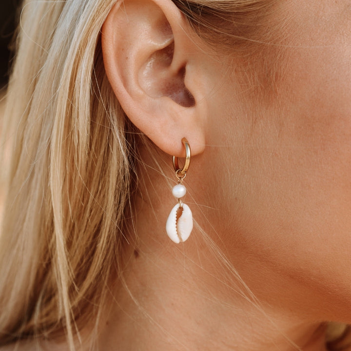 Cowrie Earrings - Elara-Gold-The Livary