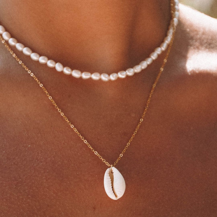 Cowrie Shell Necklace with Pendant - Isla-Gold-The Livary