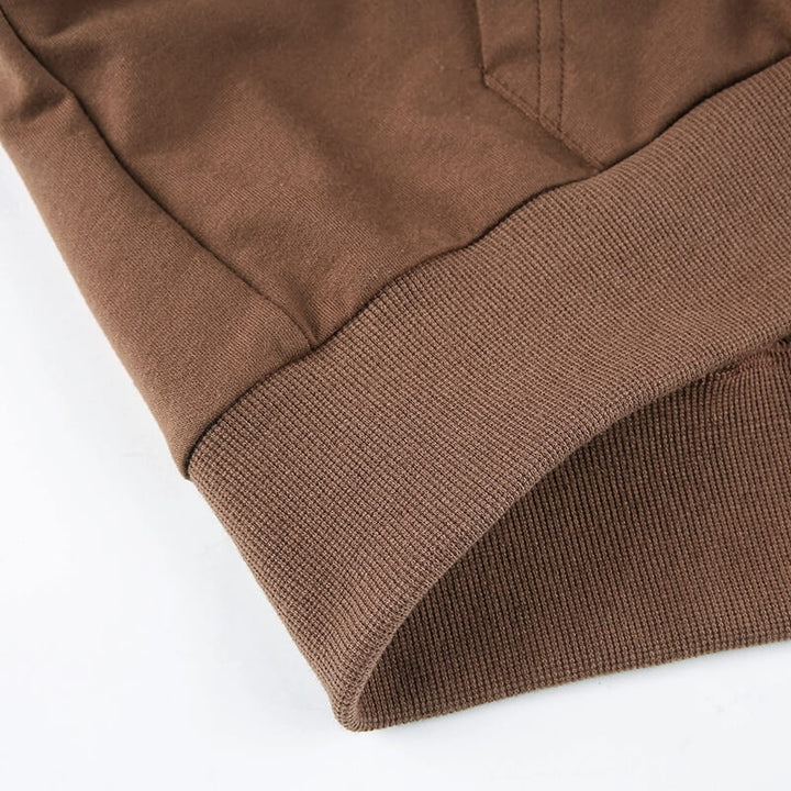 Trendy Fitted Women's Cropped Zip-Up Hoodie with Hood – Alina-Brown-S-The Livary