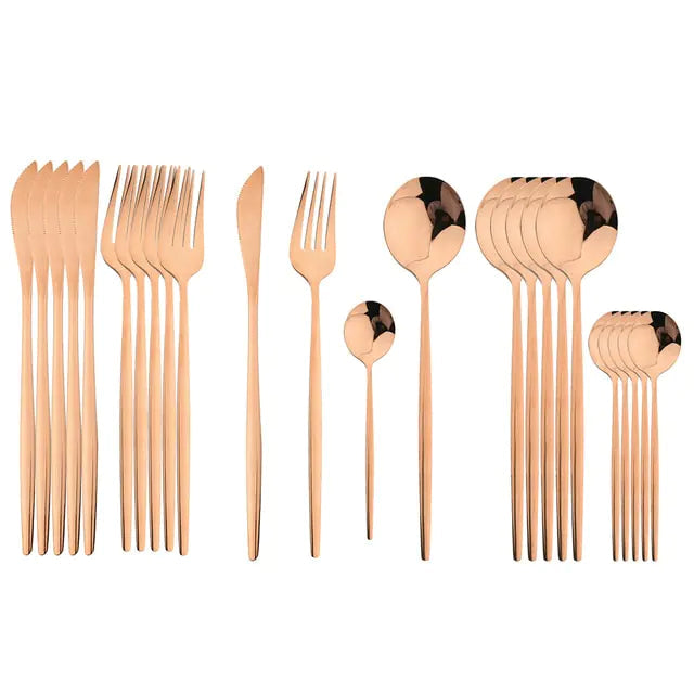 24-piece Stainless Steel Cutlery Set – Aurinox-Rose gold-The Livary
