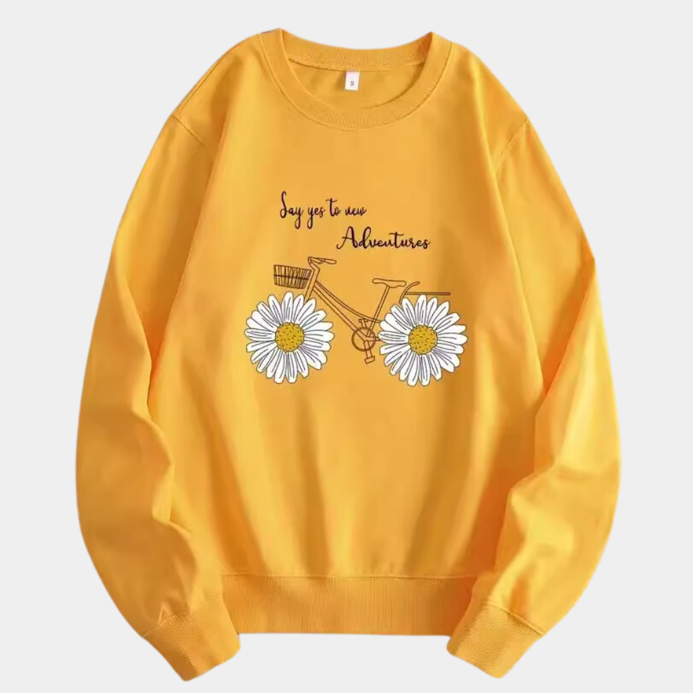 Yellow Women's Sweatshirt with Floral Print - Fleur-XS-The Livary