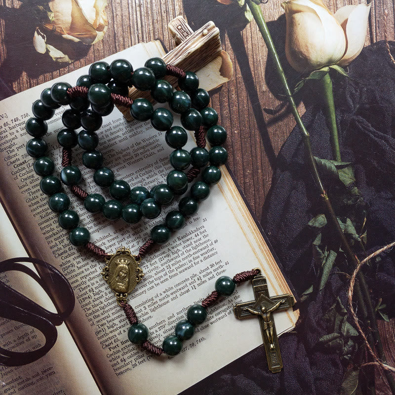 Mosagaat Holy Medal Cross Pendant Rosary Necklace - Celeste-The Livary