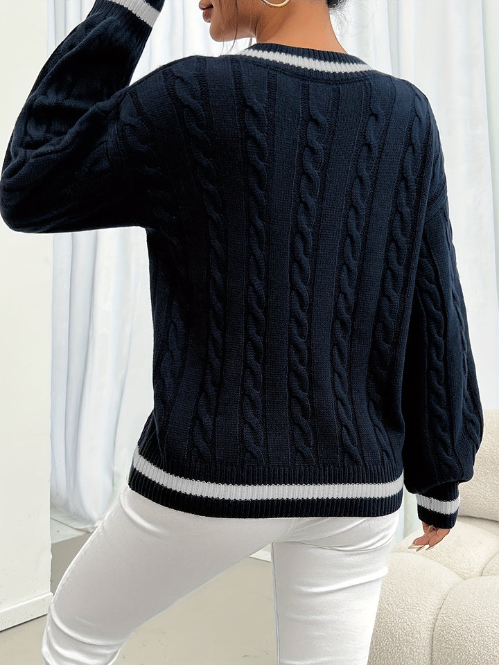 Knit Sweater with Refined Details - Aurora-Blue-S-The Livary