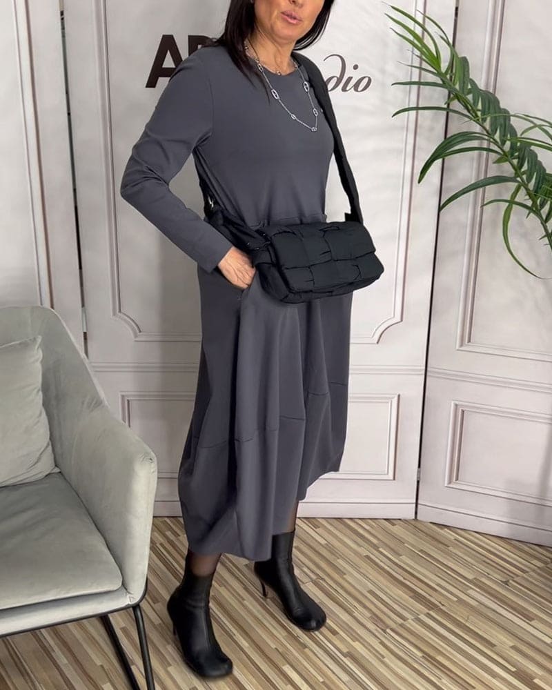 Casual Daily Dress with Round Neck - Sophie-S-The Livary