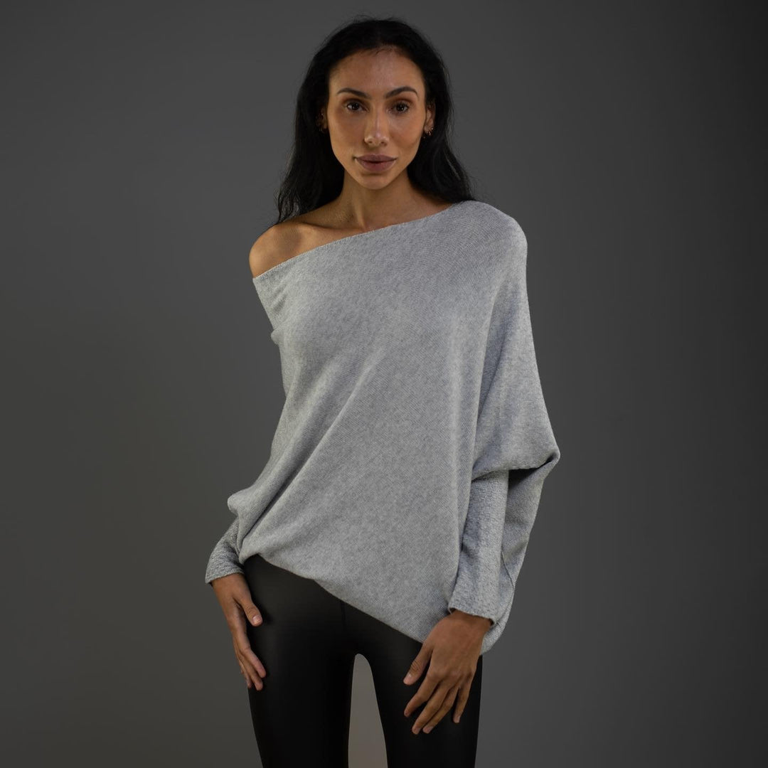 Trendy Off-Shoulder Sweater for Women - Livia-Light grey-S-The Livary