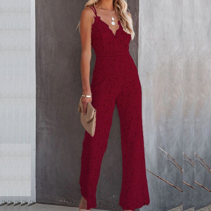 Airy & Fashionable Women's Ibiza Jumpsuit with High Waist – Amira-Red-XS-The Livary
