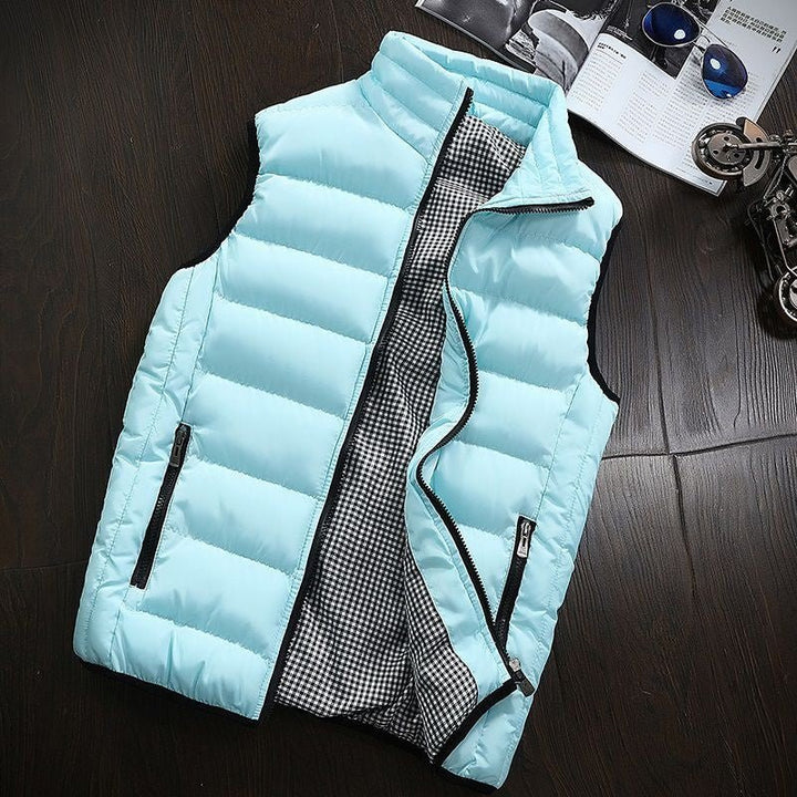 Water-repellent & Padded Men's Gilet with Stand-up Collar - Henrik-Turquoise-S-The Livary