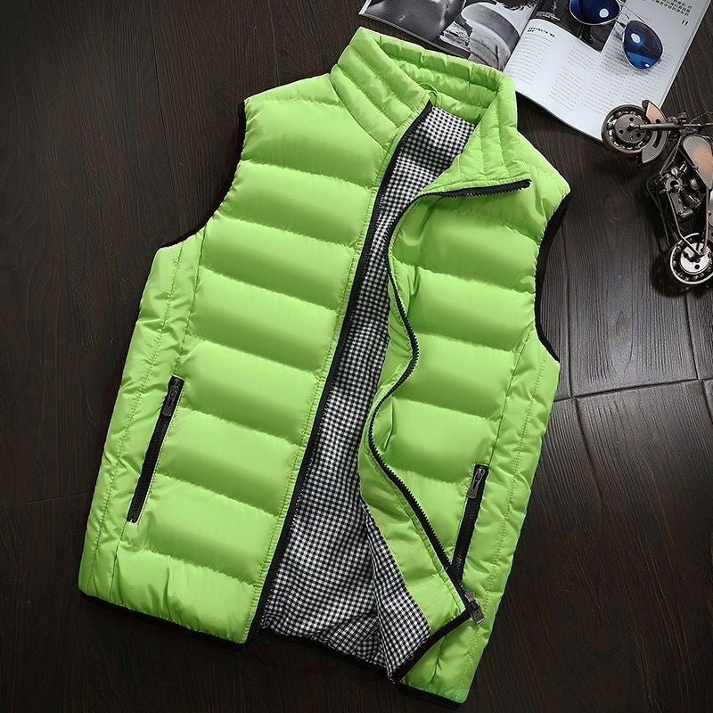 Water-repellent & Padded Men's Gilet with Stand-up Collar - Henrik-Yellow-green-S-The Livary