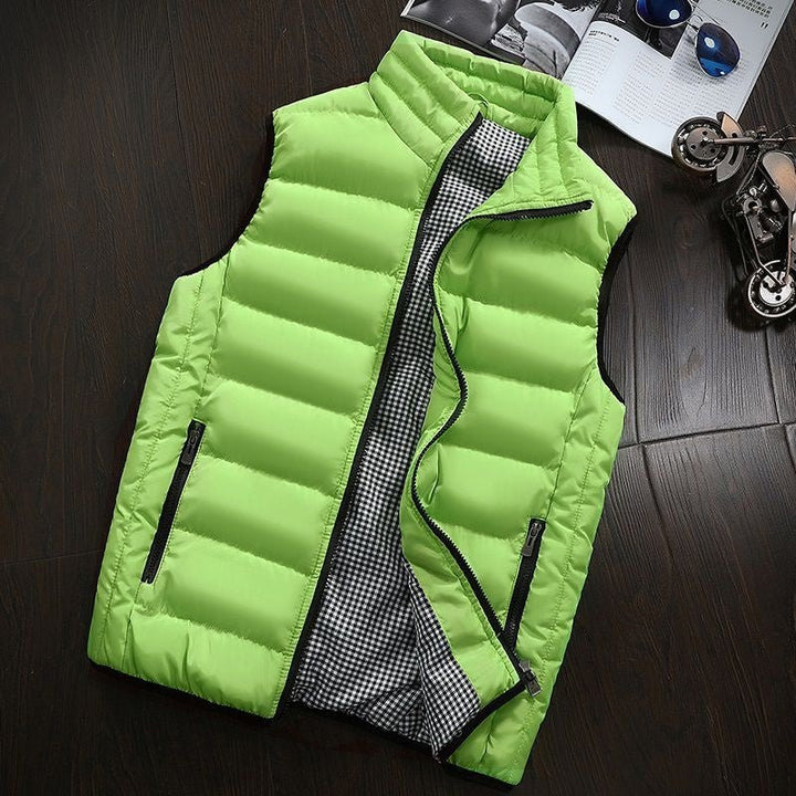 Water-repellent & Padded Men's Gilet with Stand-up Collar - Henrik-Yellow-green-S-The Livary