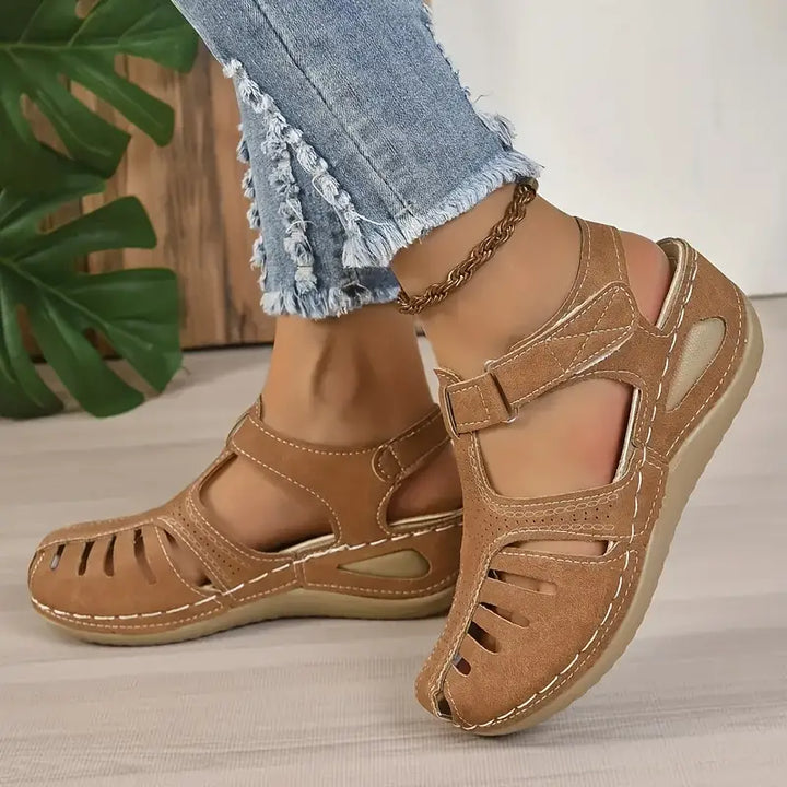 Trendy women's comfort sandals with orthopedic support – Mirella-Khaki-3-The Livary