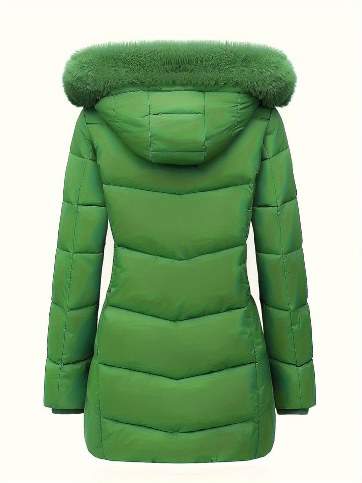 Warm Puffy Jacket with Stylish Details - Evelyne-Dark blue-S-The Livary