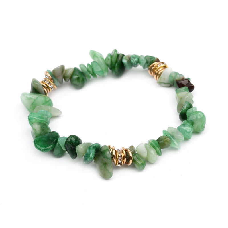 Stylish Natural Stone Crystal Beads Bracelet - Celine-Green Aventurine-The Livary