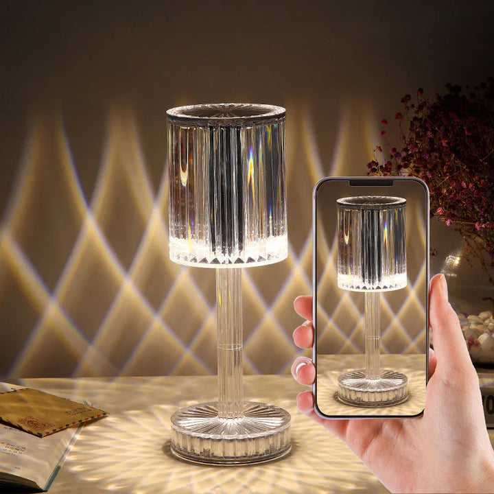Dimmable Crystal Table Lamp with Modern Lighting - Seraphine-Transparent-Rechargeable (touch) - 3 colours-3.34x9.84 inches-The Livary