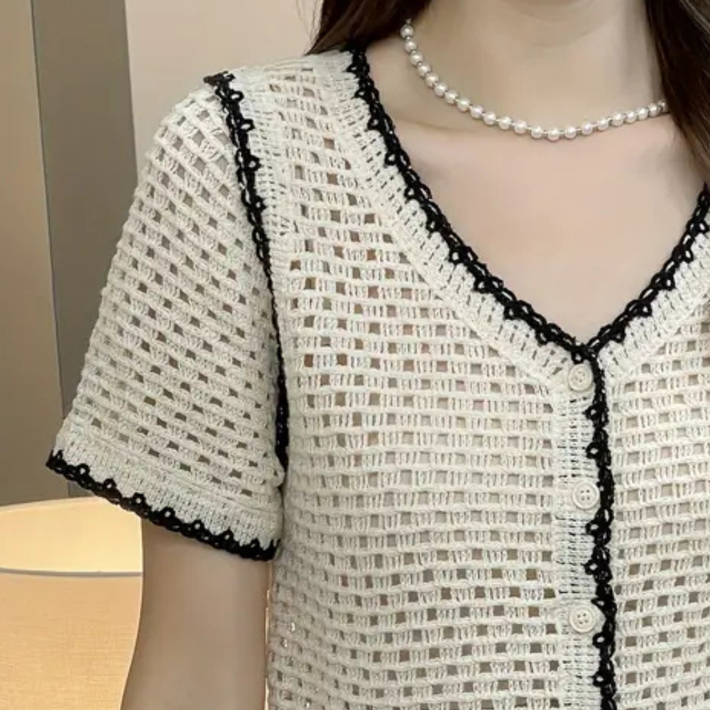 Trendy Openwork Blouse for Women - Livia-The Livary