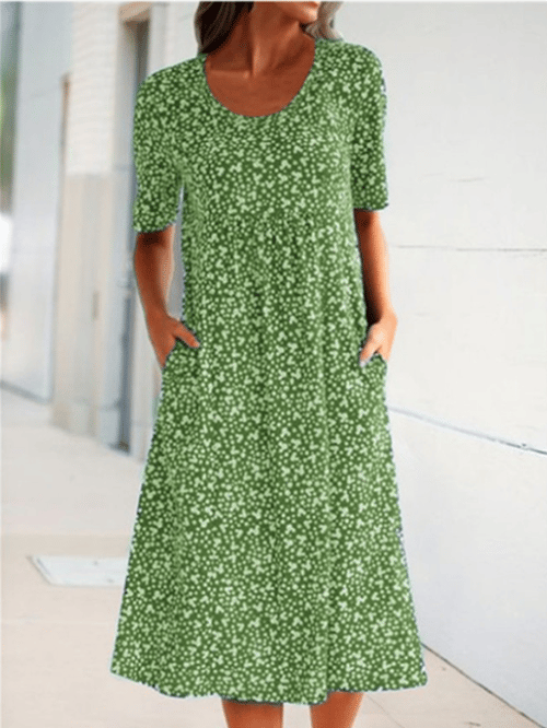 Stylish Floral Print Dress - Eva | The Perfect Light Summer Dress!-Green-S-The Livary