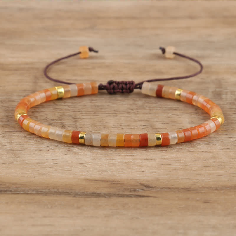 Braided Bracelet with 2.4 mm Natural Stone Rollers - Seraphina-Rode aventurijn-The Livary