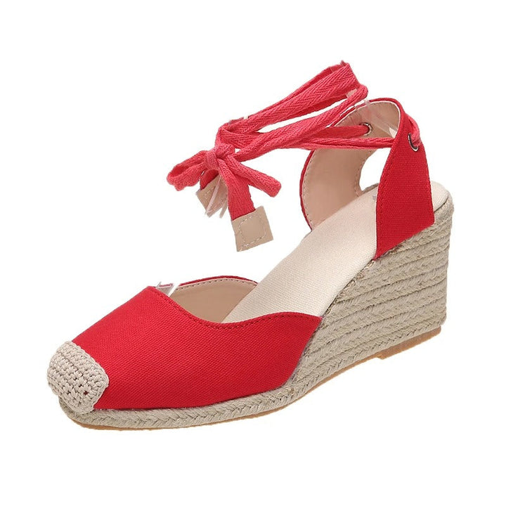 Stylish espadrille sandals for women – Maribel-Red-3-The Livary