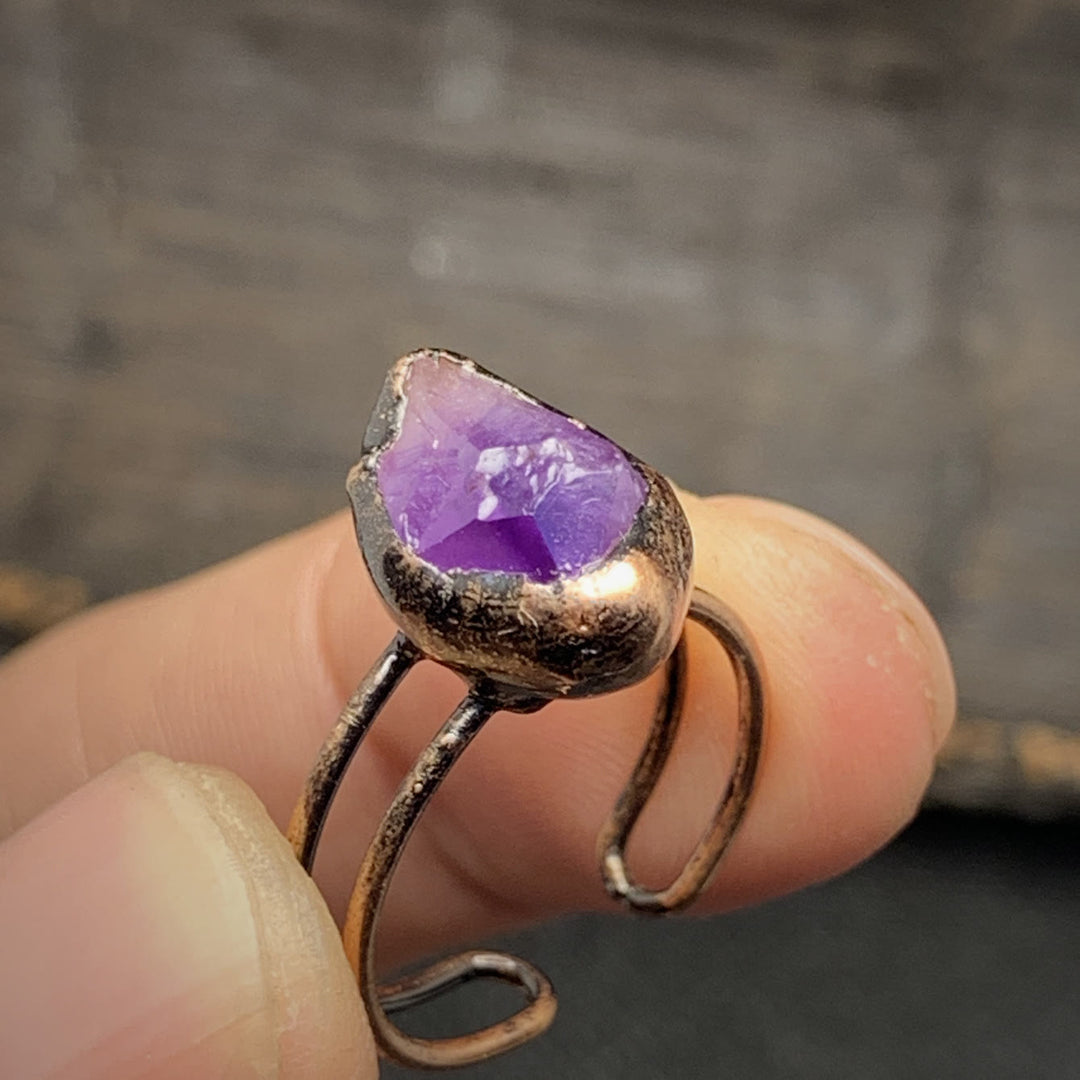 Natural Raw Birthstone Ring - Selina-January & Pomegranate-The Livary