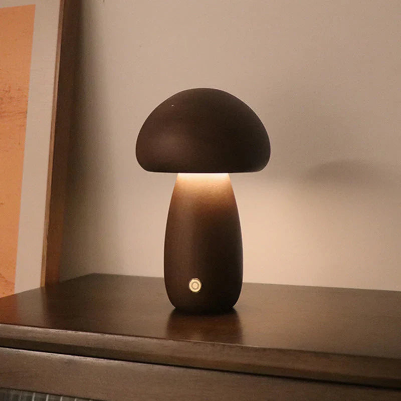 Wooden Mushroom LED Night Light - GlowShroom-B-walnut color-The Livary