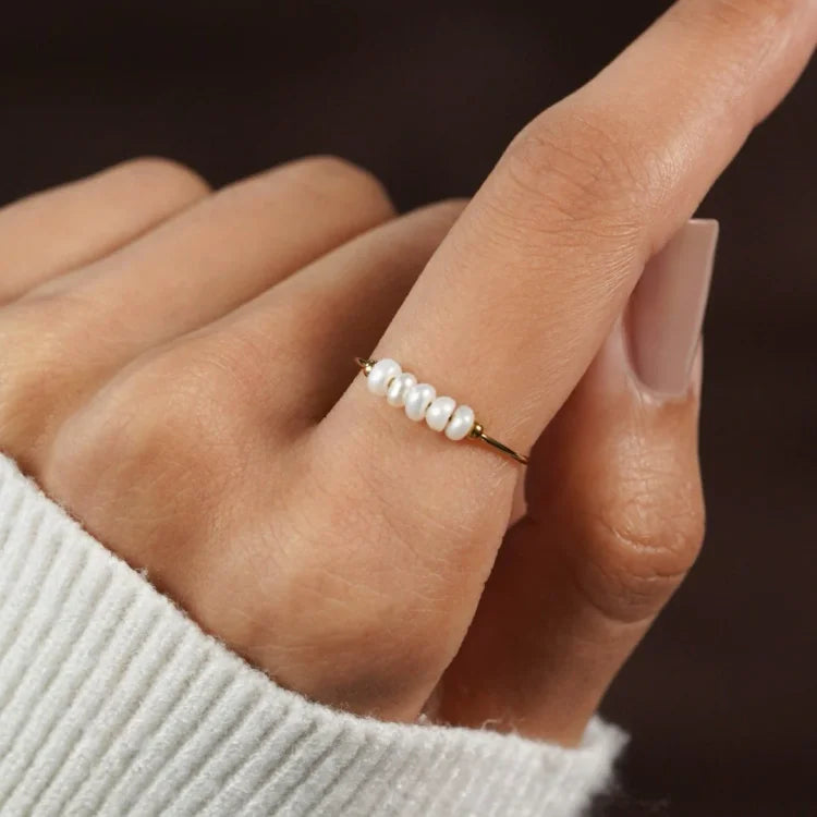 Classic Gold Pearl Ring - Sophie-5-The Livary