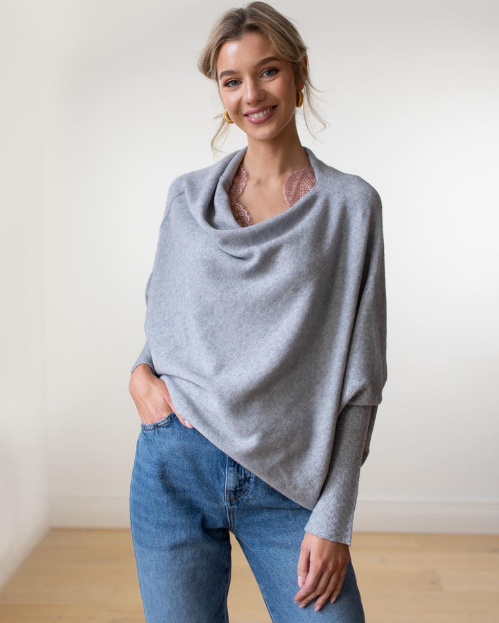 Trendy Off-Shoulder Sweater for Women - Livia-Light grey-S-The Livary
