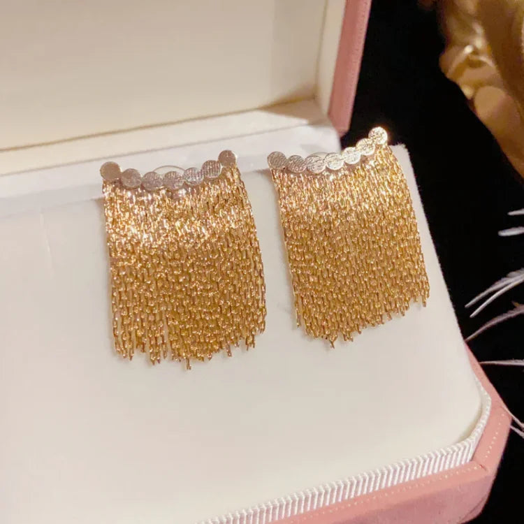Long Kwast Earrings - Amira-Gold-The Livary