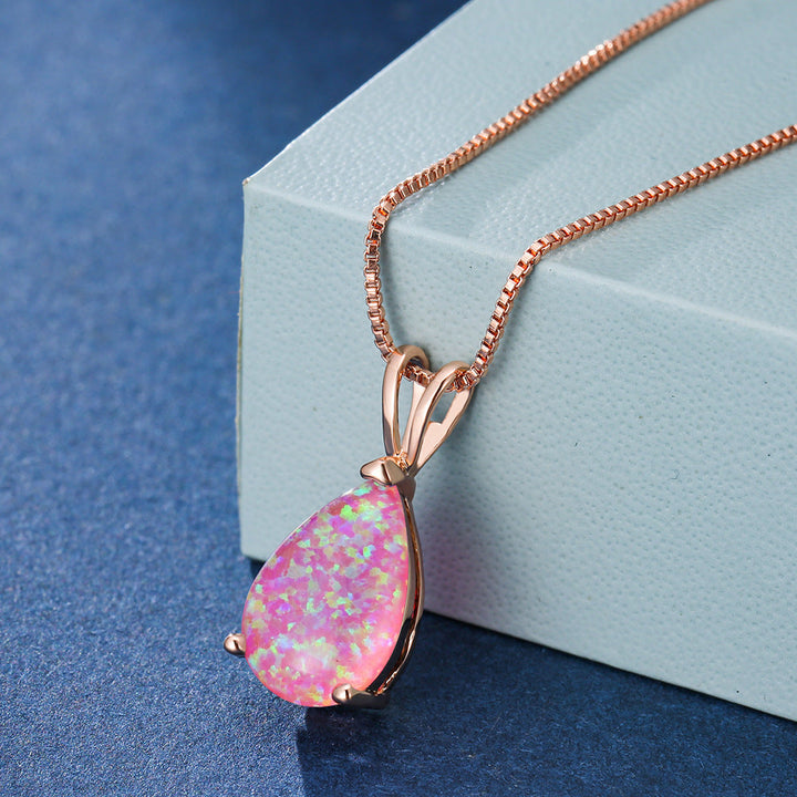 AA OUT OF STOCK Minimalist Drop Opal Pendant Necklace - Selina-Pink Opal-Rose gold-The Livary