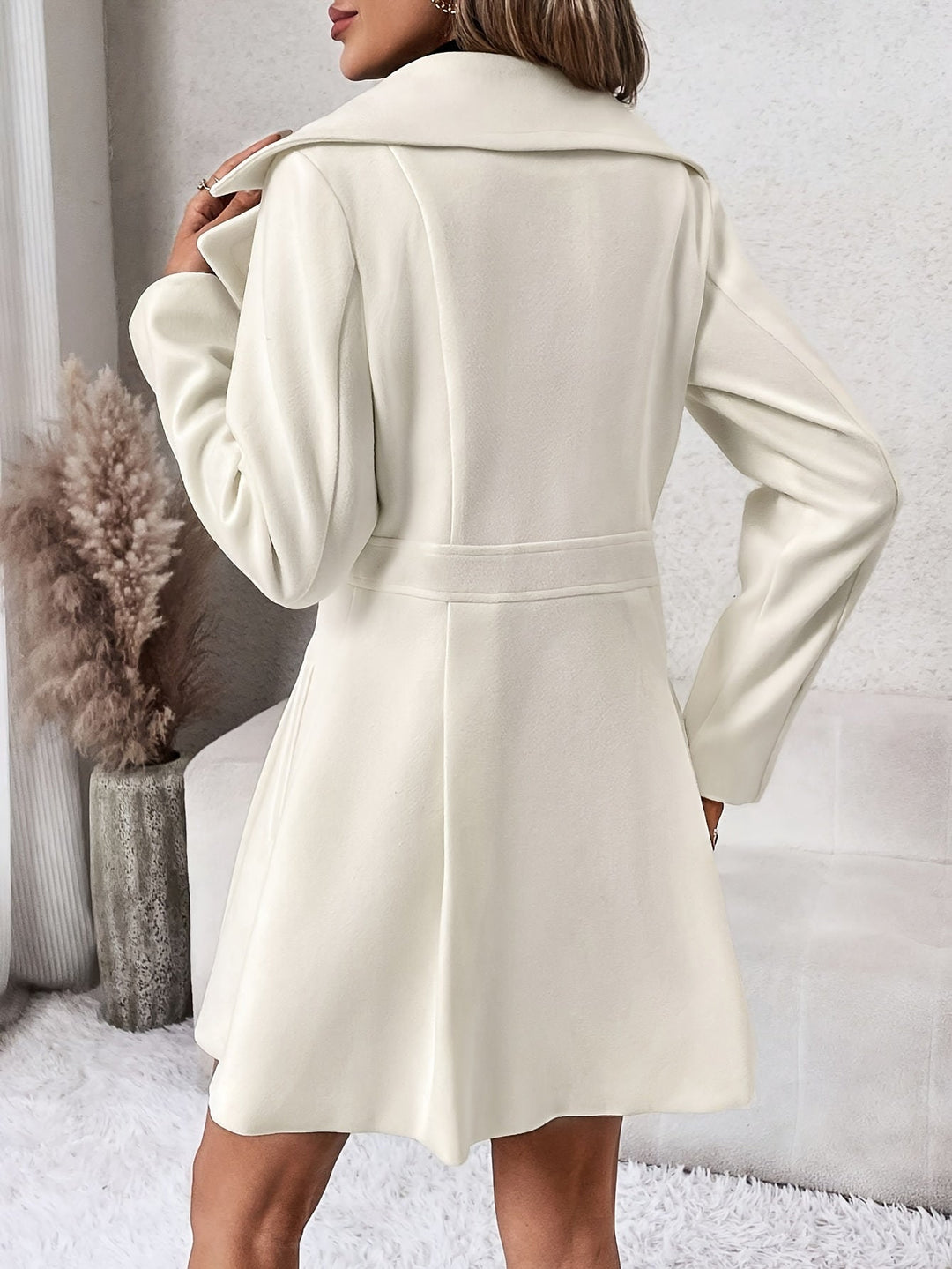 Stylish Flare Coat with Double-Breasted Buttons - Isadora-White-S-The Livary