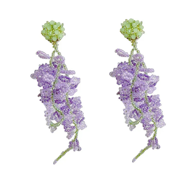 Wisteria Cluster Earrings with Forest Theme - Aurelia-The Livary