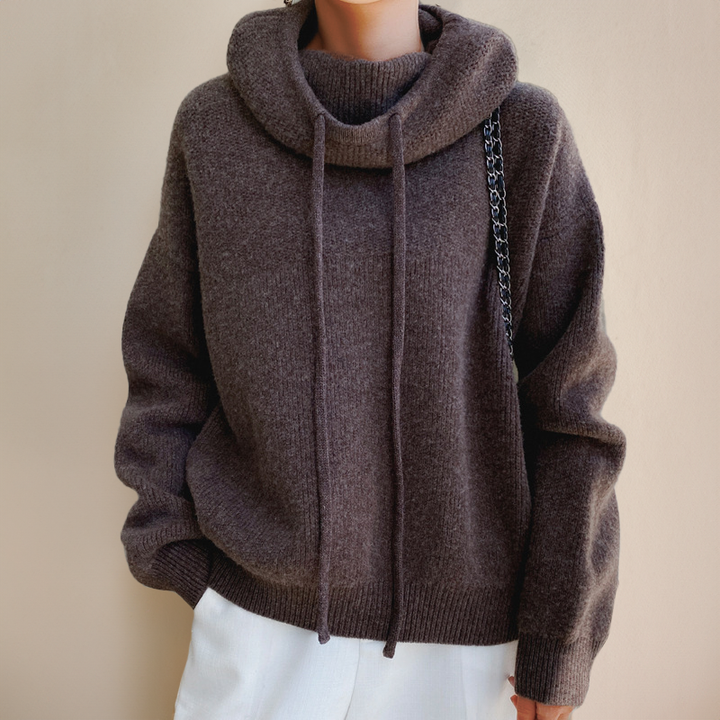 Comfortable Merino Wool Women's Sweater - Isabelle-Brown-S-The Livary
