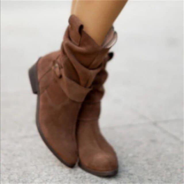Modern Low Heel Suede Boots - Nova-3.5-Dark brown-The Livary