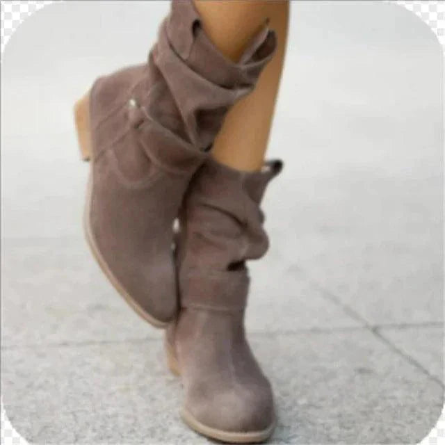 Modern Low Heel Suede Boots - Nova-3.5-Dark grey-The Livary