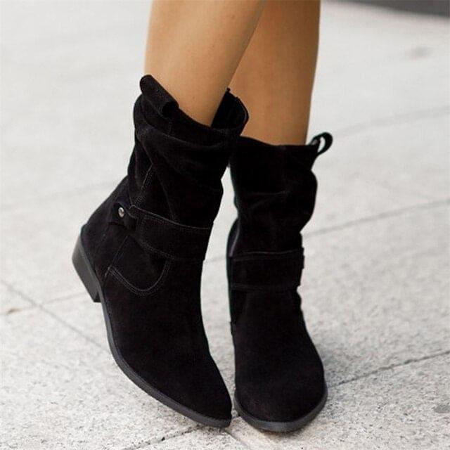 Modern Low Heel Suede Boots - Nova-3.5-Black-The Livary