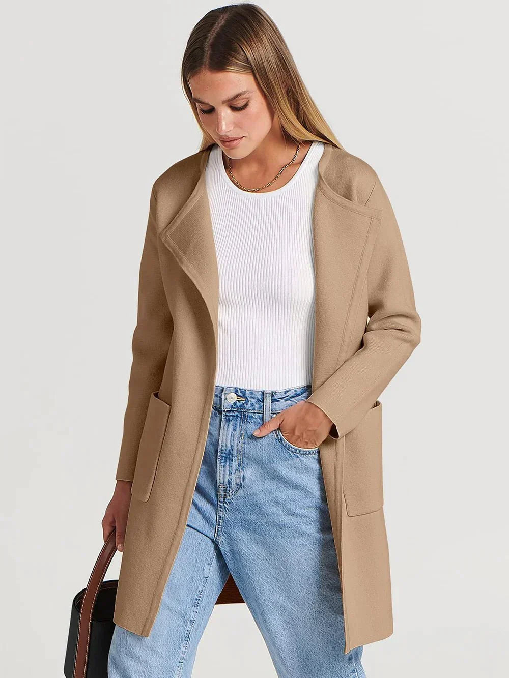 Stylish Ladies' Cardigan - Djamila-Brown-S (36)-The Livary
