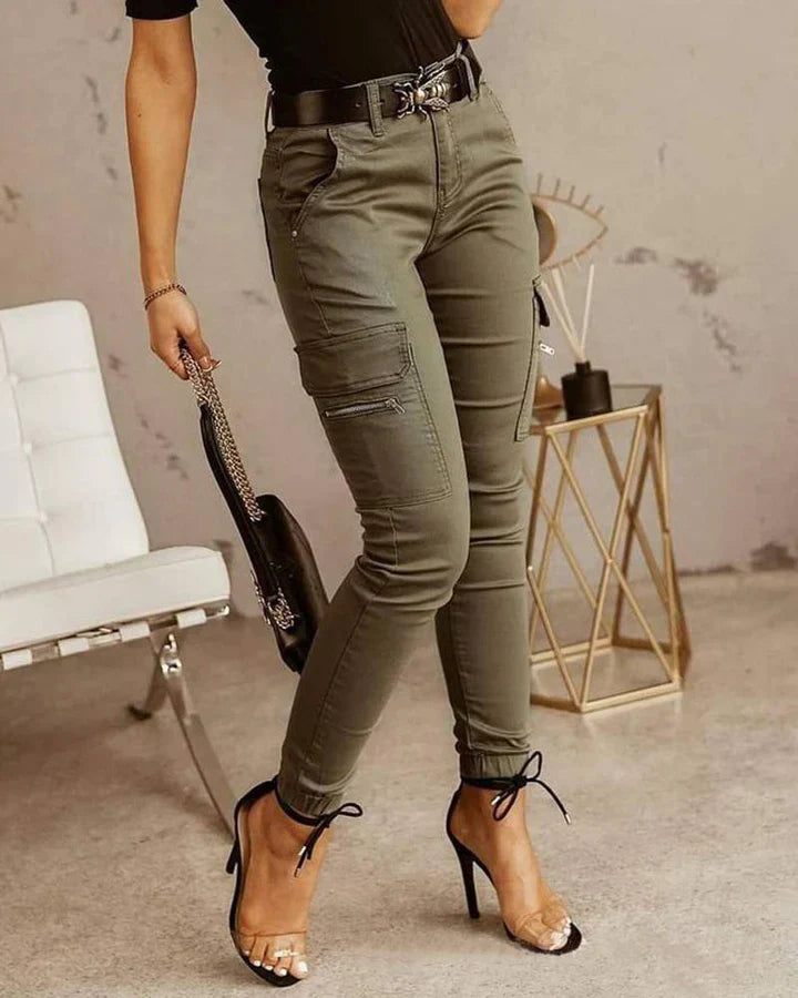 Ladies Cargo Jeans - Livia-Green-XS-The Livary