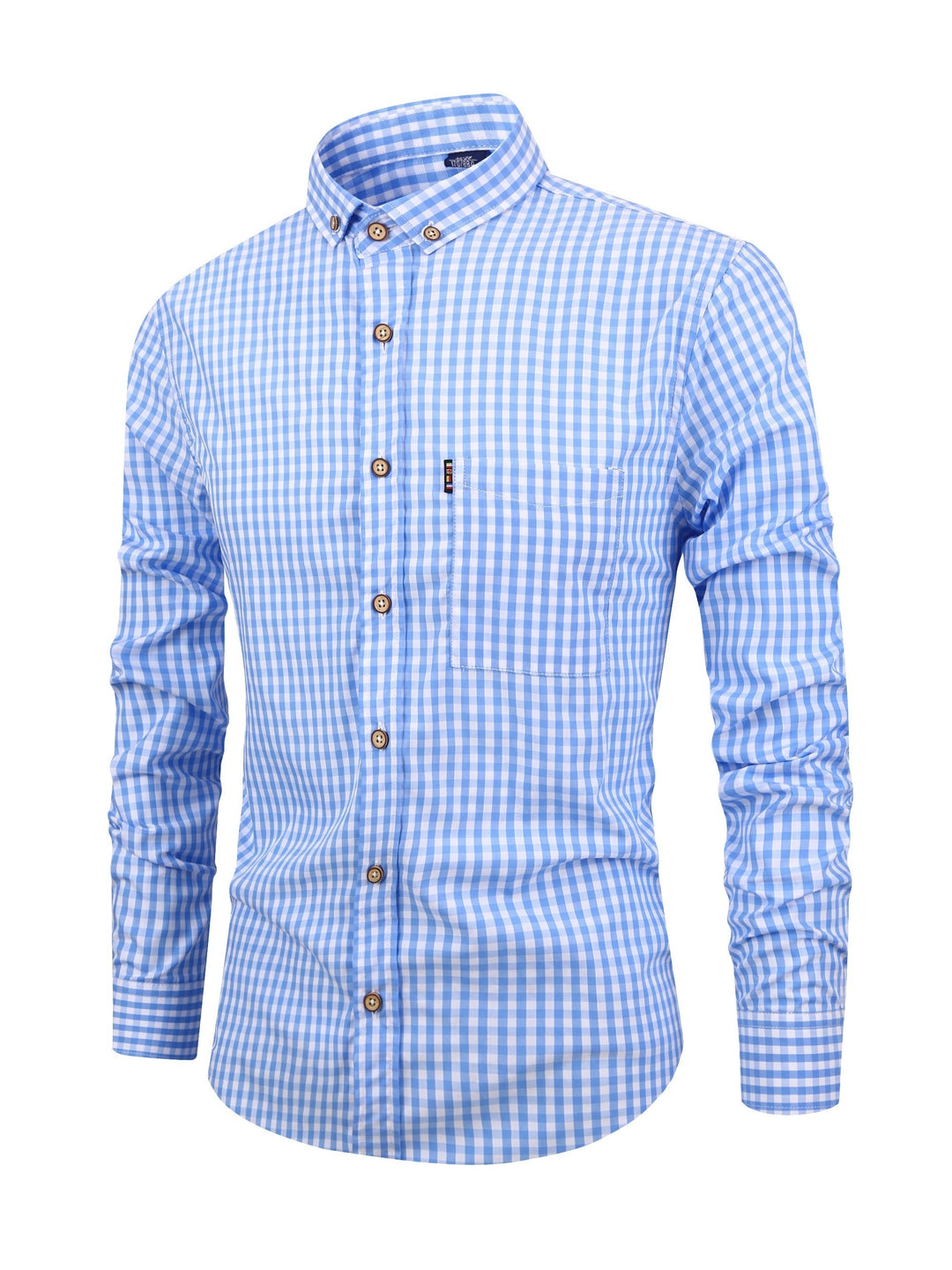 Checked Men’s Shirt with Comfortable Fit - Jules-Light blue-XS-The Livary