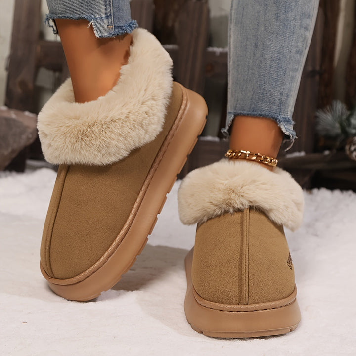 Warm Plush Ladies Slippers with Non-slip Sole - Sienna-Dark brown-2.5-The Livary