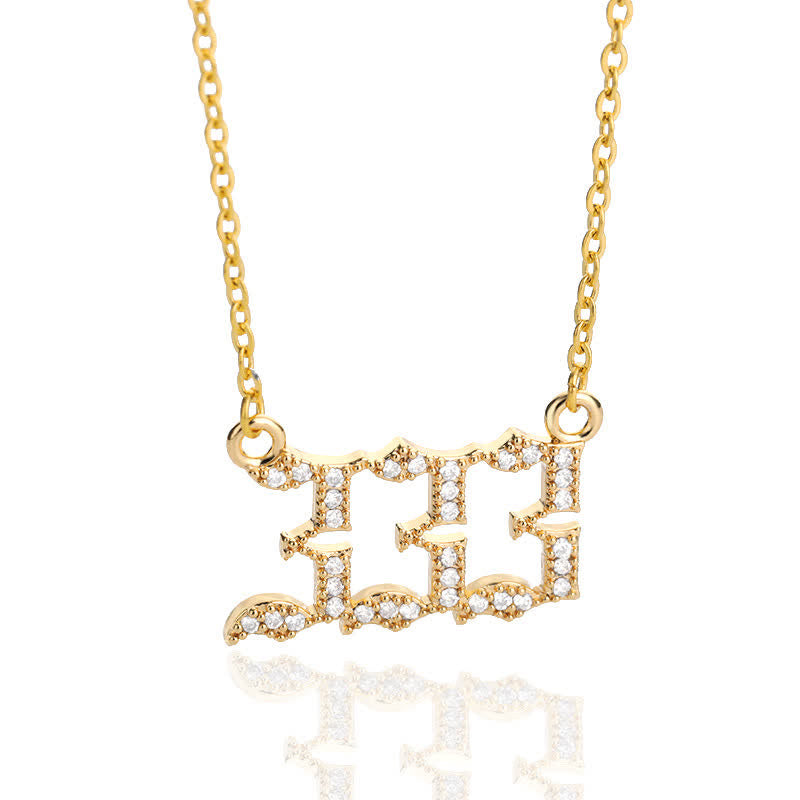Zirconia Angel Numbers Necklace - Seraphina-Gold-333-The Livary