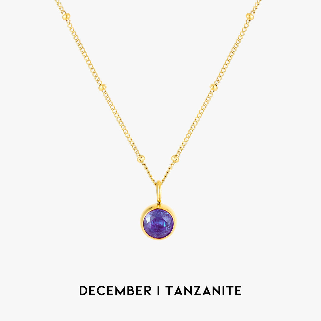 Birthstone Necklace - Aurora-December | Tanzanite-Gold-The Livary
