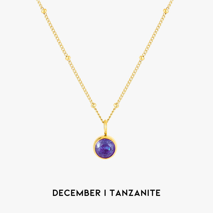 Birthstone Necklace - Aurora-December | Tanzanite-Gold-The Livary